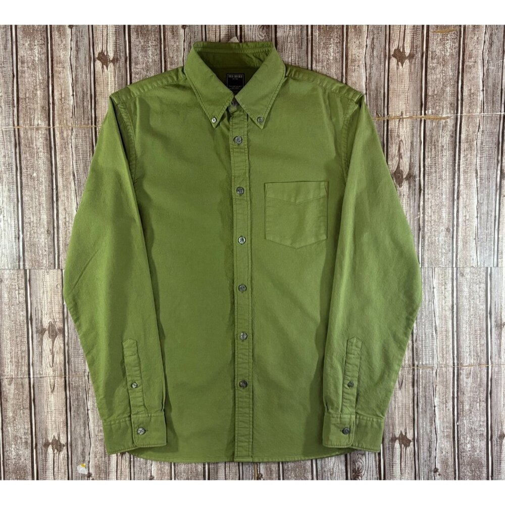 Todd Snyder cotton button up shirt size M color Green new ** stains